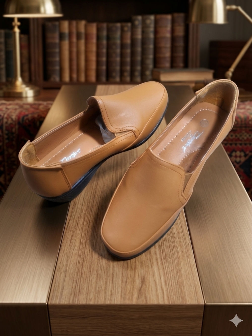 Women's Tan Slip-On Loafers - Comfort Casual Flats